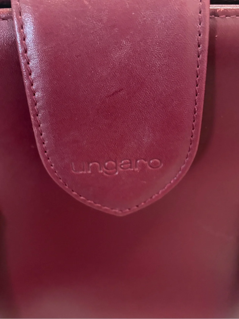 Vintage Ungaro Wine Red Leather Top Handle Bag Gold Hardware